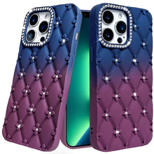 For iPhone 13 Pro Max 6.7 inch Case Bling Diamond Quilted Pattern Phone Cover