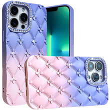 For iPhone 13 Pro Max 6.7 inch Case Bling Diamond Quilted Pattern Phone Cover