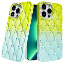 For iPhone 13 Pro Max 6.7 inch Case Bling Diamond Quilted Pattern Phone Cover