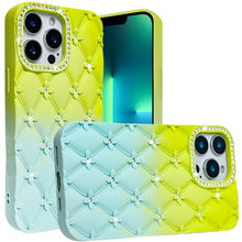 For iPhone 13 Pro Max 6.7 inch Case Bling Diamond Quilted Pattern Phone Cover