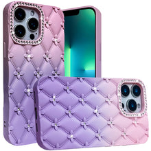 For iPhone 13 Pro Max 6.7 inch Case Bling Diamond Quilted Pattern Phone Cover