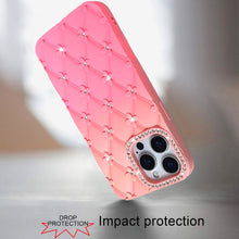 For iPhone 13 Pro Max 6.7 inch Case Bling Diamond Quilted Pattern Phone Cover