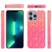 For iPhone 13 Pro Max 6.7 inch Case Bling Diamond Quilted Pattern Phone Cover