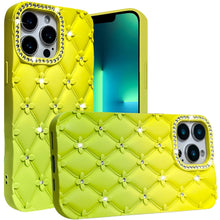 For iPhone 13 Pro Max 6.7 inch Case Bling Diamond Quilted Pattern Phone Cover