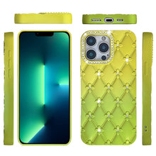 For iPhone 13 Pro Max 6.7 inch Case Bling Diamond Quilted Pattern Phone Cover