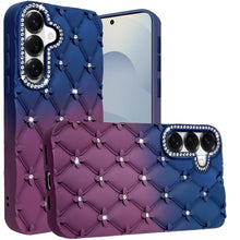 For Samsung S26 6.3" Case Bling Diamond Pattern Padded Cover + Tempered Glass