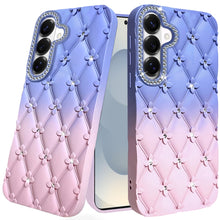 For Samsung S26 6.3" Case Bling Diamond Pattern Padded Cover + Tempered Glass