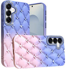 For Samsung S26 6.3" Case Bling Diamond Pattern Padded Cover + Tempered Glass