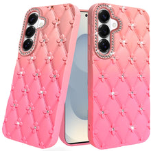 For Samsung S26 6.3" Case Bling Diamond Pattern Padded Cover + Tempered Glass