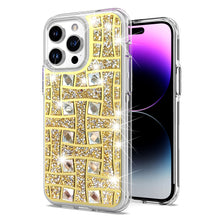 For iPhone 13/14 Case Shimmering Bling Hybrid Phone Cover + Tempered Glass