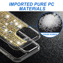 For iPhone 13/14 Case Shimmering Bling Hybrid Phone Cover + Tempered Glass