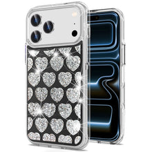 For iPhone 17 Pro Max Case Shimmering Bling Hybrid Phone Cover + Tempered Glass
