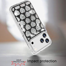 For iPhone 17 Pro Max Case Shimmering Bling Hybrid Phone Cover + Tempered Glass
