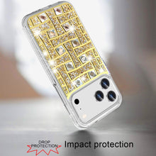 For iPhone 17 Pro Max Case Shimmering Bling Hybrid Phone Cover + Tempered Glass