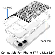 For iPhone 17 Pro Max Case Shimmering Bling Hybrid Phone Cover + Tempered Glass