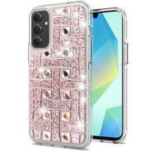 For Samsung A16 5G Case Shimmering Bling Hybrid Phone Cover + Tempered Glass