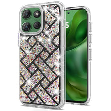 For Moto G Power 2025 Case Dual Layer Shimmering Bling Hybrid + Tempered Glass