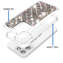 For Moto G Power 2025 Case Dual Layer Shimmering Bling Hybrid + Tempered Glass