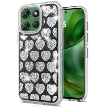 For Moto G Power 2025 Case Dual Layer Shimmering Bling Hybrid + Tempered Glass