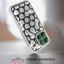 For Moto G Power 2025 Case Dual Layer Shimmering Bling Hybrid + Tempered Glass