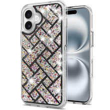 For iPhone 16 Plus 6.7in Case Shimmer Bling Hybrid Phone Cover + Tempered Glass