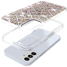 For Samsung S25+/S24+ Case Shimmering Bling Hybrid Phone Cover + Tempered Glass