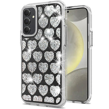 For Samsung S25+/S24+ Case Shimmering Bling Hybrid Phone Cover + Tempered Glass