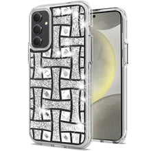 For Samsung S25+/S24+ Case Shimmering Bling Hybrid Phone Cover + Tempered Glass
