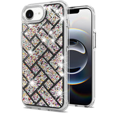 For iPhone 16e Case Shimmering Bling Hybrid Phone Cover + Tempered Glass