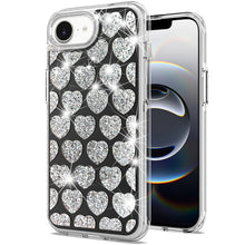 For iPhone 16e Case Shimmering Bling Hybrid Phone Cover + Tempered Glass