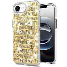 For iPhone 16e Case Shimmering Bling Hybrid Phone Cover + Tempered Glass