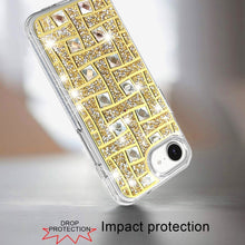 For iPhone 16e Case Shimmering Bling Hybrid Phone Cover + Tempered Glass