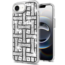 For iPhone 16e Case Shimmering Bling Hybrid Phone Cover + Tempered Glass