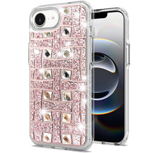 For iPhone 16e Case Shimmering Bling Hybrid Phone Cover + Tempered Glass