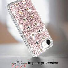 For iPhone 16e Case Shimmering Bling Hybrid Phone Cover + Tempered Glass