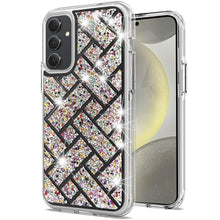 For Samsung S25/S24 Case Shimmering Bling Hybrid Phone Cover + Tempered Glass