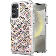 For Samsung S25/S24 Case Shimmering Bling Hybrid Phone Cover + Tempered Glass