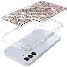 For Samsung S25/S24 Case Shimmering Bling Hybrid Phone Cover + Tempered Glass