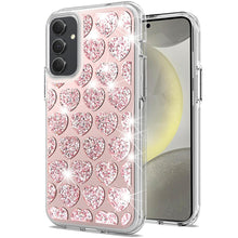 For Samsung S25/S24 Case Shimmering Bling Hybrid Phone Cover + Tempered Glass