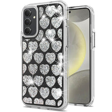 For Samsung S25/S24 Case Shimmering Bling Hybrid Phone Cover + Tempered Glass