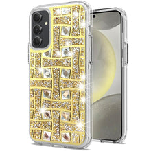 For Samsung S25/S24 Case Shimmering Bling Hybrid Phone Cover + Tempered Glass