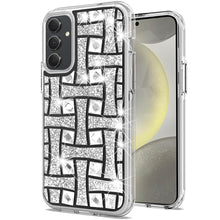 For Samsung S25/S24 Case Shimmering Bling Hybrid Phone Cover + Tempered Glass