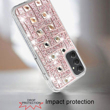 For Samsung S25/S24 Case Shimmering Bling Hybrid Phone Cover + Tempered Glass