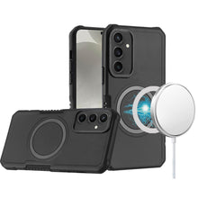 For Samsung S24/S25 Case Magnetic Circle Ring Side Grip Cover + Tempered Glass