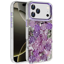 For iPhone 17 Pro Max Case Roses Arrangement 3D Bling Cover + Tempered Glass
