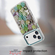 For iPhone 17 PRO Case Full Roses Arrangement 3D Bling Cover + Tempered Glass
