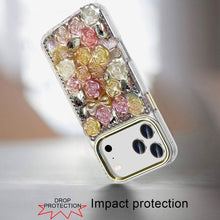 For iPhone 17 PRO Case Full Roses Arrangement 3D Bling Cover + Tempered Glass