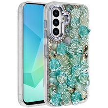 For Samsung A16 5G Case Roses Arrangement 3D Bling Phone Cover + Tempered Glass