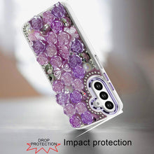 For Samsung A16 5G Case Roses Arrangement 3D Bling Phone Cover + Tempered Glass