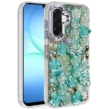 For Samsung A17 5G Case Roses Arrangement 3D Bling Phone Cover + Tempered Glass